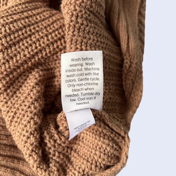 SO Size S Y2K Cozy Sweater Tan Ribbed Knit Crew Neck Long Sleeve - Picture 7 of 7